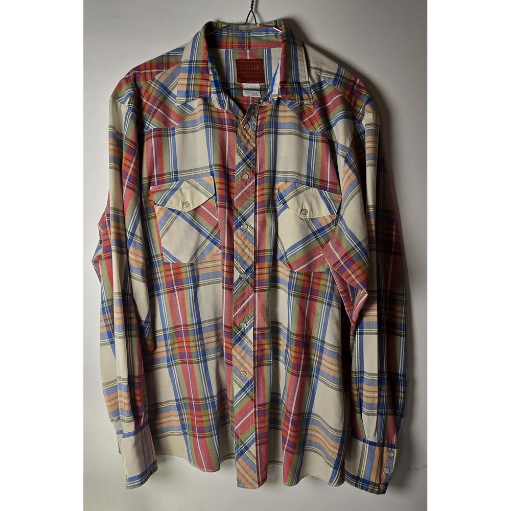 Vtg Rustler Wrangler‎ Sz M Pearl Snap Rodeo Bull Rider 90s Garth Brooks Cowboy